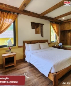 Nhà vàng lớn tại Lat Valley Retreat Village diện tích 60m2, phù hợp cho tối đa 5 người lớn và 1 trẻ