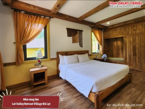 Nhà vàng lớn tại Lat Valley Retreat Village diện tích 60m2, phù hợp cho tối đa 5 người lớn và 1 trẻ
