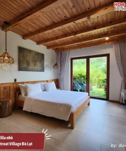 Villa nhỏ tại Lat Valley Retreat Village có 3 phòng mỗi phòng rộng 22m2, trang bị giường đôi cùng tiện nghi hiện đại, phòng tắm riêng