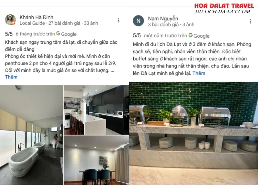 Đánh giá từ khách hàng khi lưu trú tại Len's Hotel Đà Lạt dựa trên Google Maps