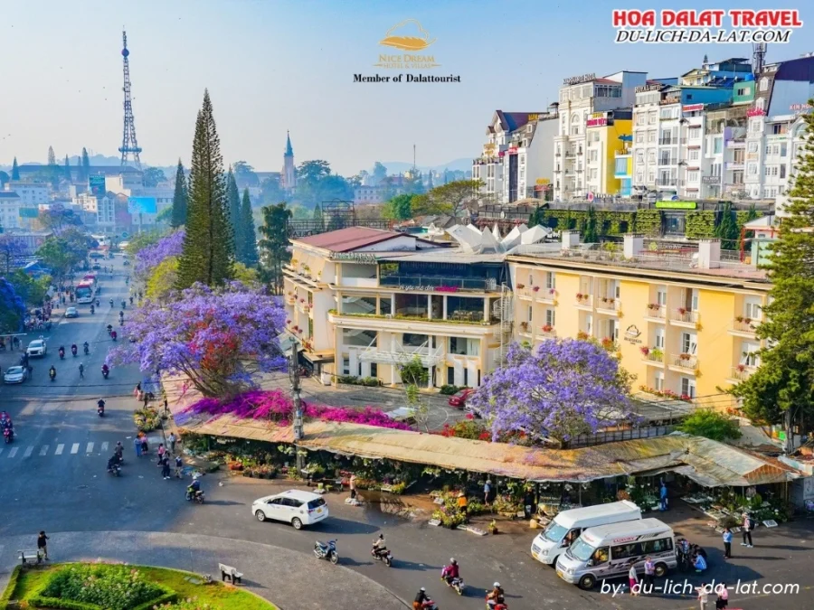 Nice Dream Hotel có vị trí ngay vòng xoay trung tâm chợ Đà Lạt