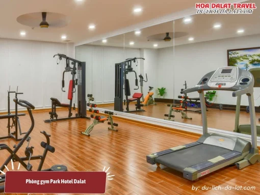 Phòng gym tại Park Hotel Đà Lạt được trang bị đầy đủ các thiết bị tập luyện hiện đại