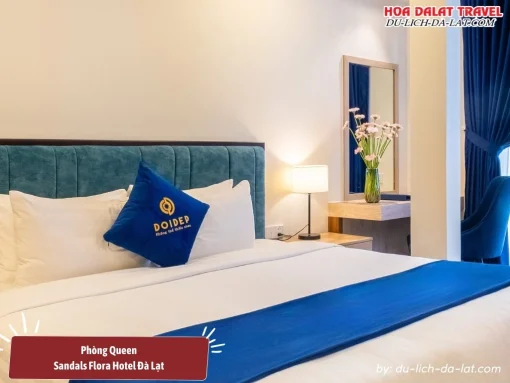 Phòng Queen tại Sandals Flora Hotel Đà Lạt có diện tích 40m2 được thiết kế sang trọng và hiện đại