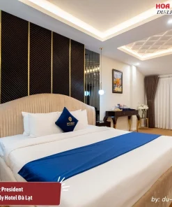 Phòng President tại Sandals LiLy Hotel Đà Lạt có diện tích khoảng 180m2, gồm 3 phòng ngủ tiện nghi cao cấp, ban công với tầm nhìn đẹp