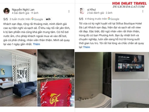 Đánh giá từ khách hàng khi lưu trú tại Stillus Boutique Hotel dựa trên Google Maps