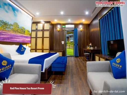 Red Pine House tại Tea Resort Prenn là hạng phòng cao cấp gồm một phòng ngủ và một phòng khách, được trang bị tiện nghi cao cấp