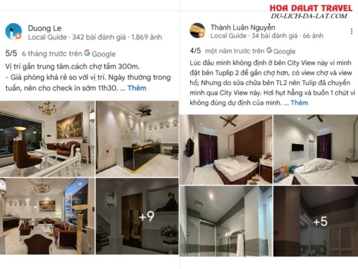 Đánh giá từ khách hàng khi lưu trú tại Tulip City View Hotel Đà Lạt dựa trên Google Maps