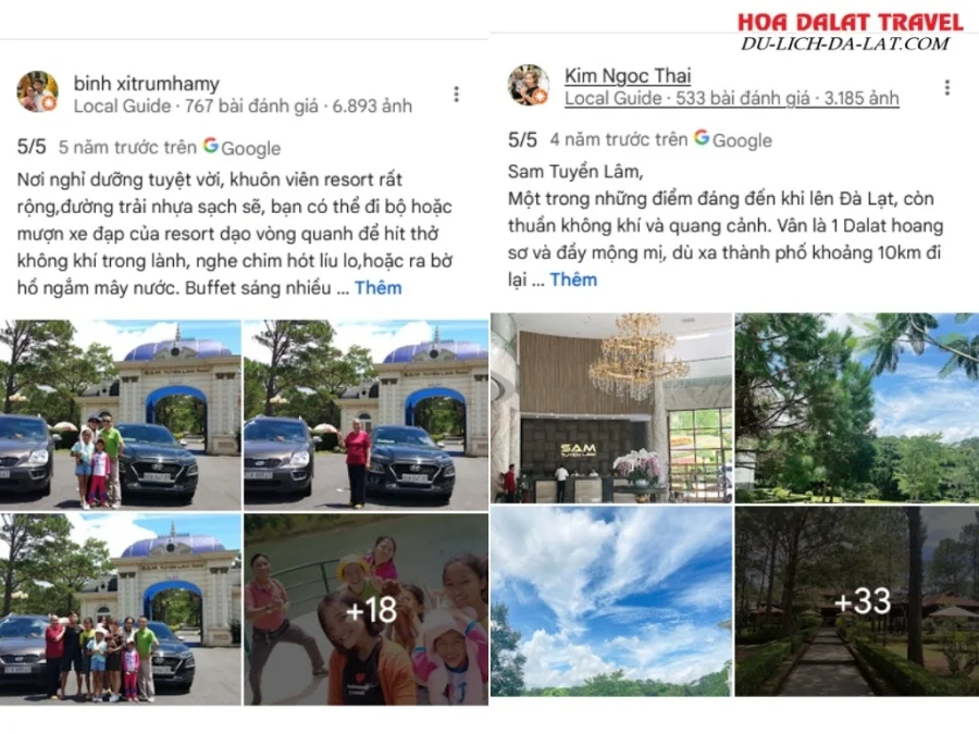 Đánh giá của khách hàng khi lưu trú tại SAM Tuyền Lâm Resort Đà Lạt
