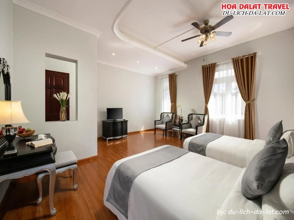 Phòng nghỉ SAM Tuyền Lâm Resort trang nhã, trang bị đầy đủ tiện nghi hiện đại